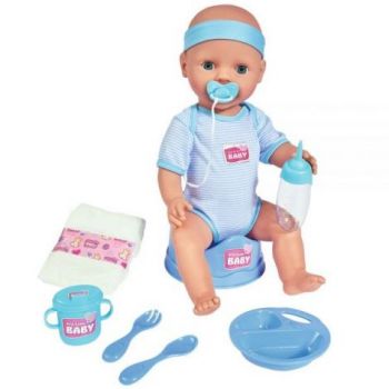 Papusa Simba New Born Baby, Baby Doll 43 cm cu accesorii albastru de firma originala