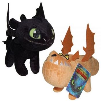 Set 2 jucarii din plus Toothless 25 cm si Meatlug 21 cm, How to train your dragon