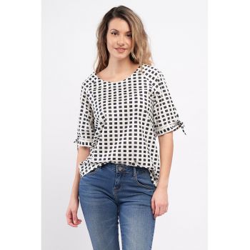 Bluza de bumbac cu maneci scurte