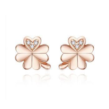 Cercei din argint Four Leaf Golden Clover