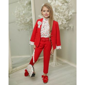 Compleu Elegant 6 Piese, Rosu 3-12 Ani Compleu Elegant 6 Piese, Rosu 3-12 Ani