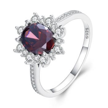 Inel din argint Elegant Red Crystal