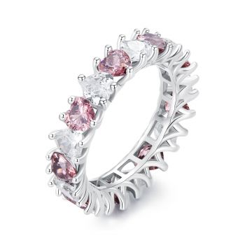 Inel din argint Pink Hearts Crystals de firma original