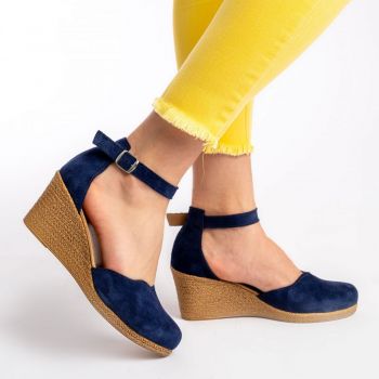 Pantofi piele velur 020 Blu