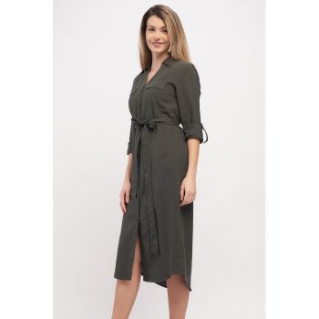 Rochie-camasa midi din amestec de in