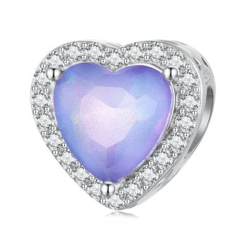 Talisman din argint Shiny Purple Heart ieftin