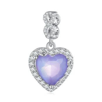 Talisman din argint Sparkling Purple Heart de firma original