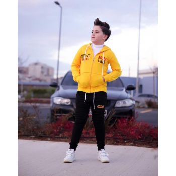 Trening Galben, Mirat, 2 Piese, Hanorac si Pantaloni, Pentru Baieti Trening Galben, Mirat, 2 Piese, Hanorac si Pantaloni, Pentru Baieti
