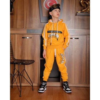 Trening Gold, Portocaliu, 2 Piese, Hanorac si Pantaloni, Pentru Baieti, 5-8 ani Trening Gold, Portocaliu, 2 Piese, Hanorac si Pantaloni, Pentru Baieti, 5-8 ani