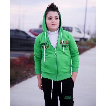 Trening Verde, Mirat, 2 Piese, Hanorac si Pantaloni, Pentru Baieti Trening Verde, Mirat, 2 Piese, Hanorac si Pantaloni, Pentru Baieti