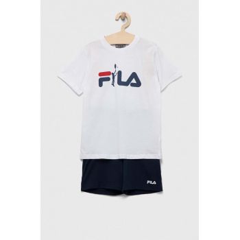 Fila pijamale de bumbac pentru copii culoarea alb, cu imprimeu ieftine