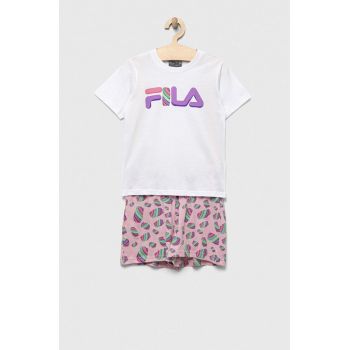 Fila pijamale de bumbac pentru copii culoarea alb, modelator
