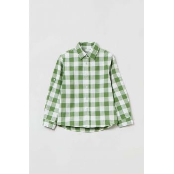 OVS camasa de bumbac pentru copii culoarea verde
