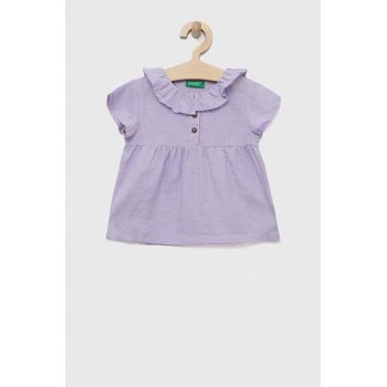 United Colors of Benetton bluza de in pentru copii culoarea violet, neted ieftina