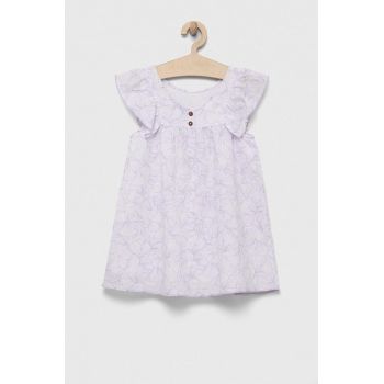 United Colors of Benetton rochie din in pentru copii culoarea violet, mini, evazati ieftina