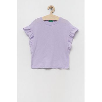 United Colors of Benetton tricou din amestec de in culoarea violet