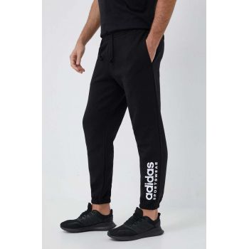 adidas pantaloni de trening culoarea negru, cu imprimeu ieftini