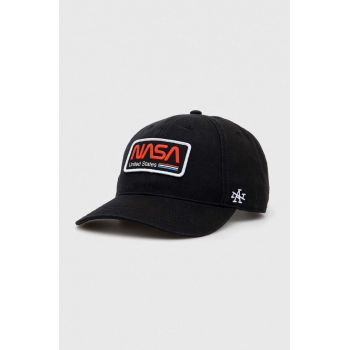 American Needle șapcă de baseball din bumbac NASA culoarea negru, cu imprimeu