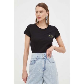 Armani Exchange tricou din bumbac culoarea negru
