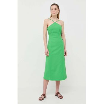 Beatrice B rochie din bumbac culoarea verde, midi, evazati