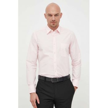 BOSS camasa din bumbac BOSS ORANGE barbati, culoarea roz, cu guler clasic, regular de firma originala