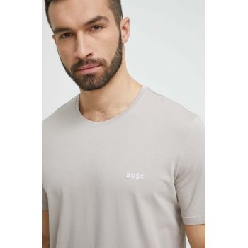 BOSS tricou barbati, culoarea bej, neted