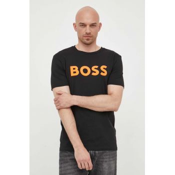 BOSS tricou din bumbac BOSS CASUAL culoarea negru, cu imprimeu