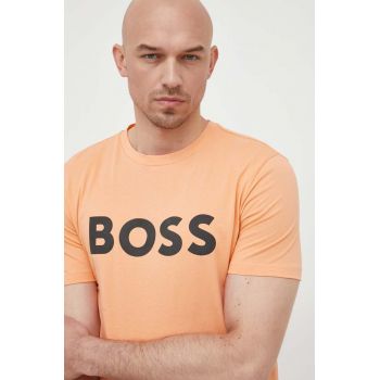 BOSS tricou din bumbac CASUAL bărbați, culoarea portocaliu, cu imprimeu 50481923 ieftin