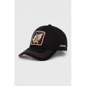 Capslab șapcă de baseball din bumbac TOM & JERRY BASEBALL culoarea negru, cu imprimeu