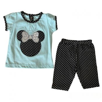 Compleu tricou si pantalon pentru copii, Minnie, Albastru, 9-24 luni