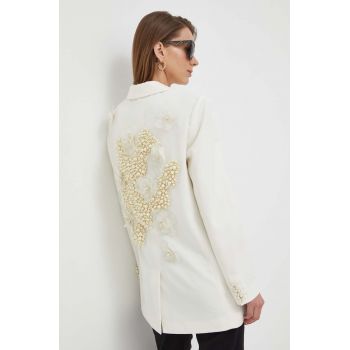 Custommade geaca de lana culoarea alb, un singur rand de nasturi