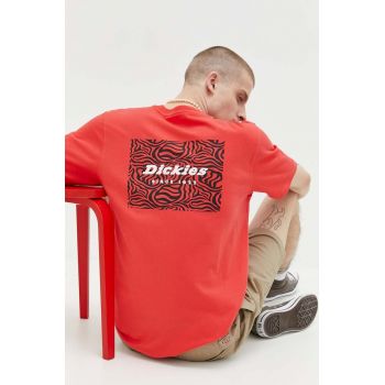 Dickies tricou din bumbac culoarea rosu, cu imprimeu