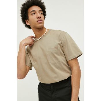 Dickies tricou din bumbac culoarea verde, uni DK0A4TMODS01-DESERTSAND