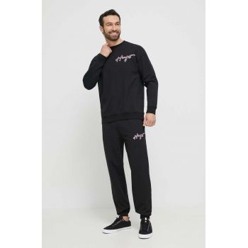 HUGO pantaloni de lounge culoarea negru, cu imprimeu