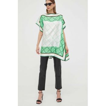 Karl Lagerfeld bluza de matase culoarea verde, modelator