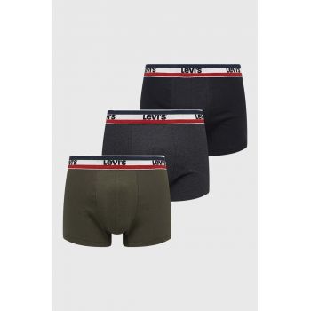 Levi's boxeri 3-pack bărbați, culoarea verde 37149.0814-009