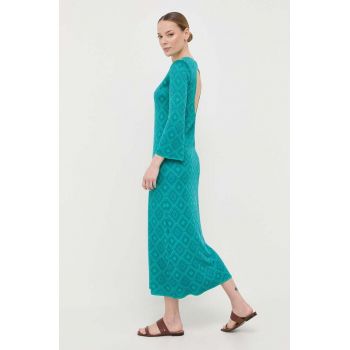 Luisa Spagnoli rochie Copenaghen culoarea turcoaz, midi, drept de firma originala