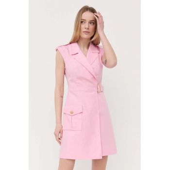 Luisa Spagnoli rochie din amestec de in culoarea roz, mini, drept