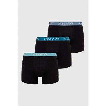 Lyle & Scott boxeri 3-pack barbati, culoarea negru
