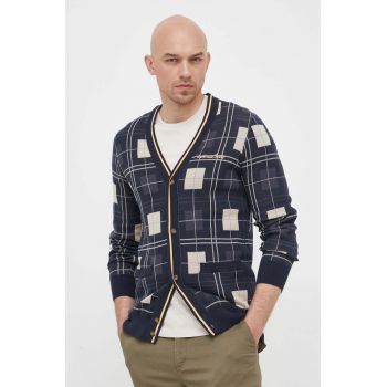 Lyle & Scott cardigan din bumbac culoarea albastru marin