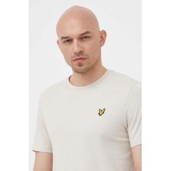 Lyle & Scott tricou din bumbac culoarea bej, neted