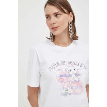 Miss Sixty tricou din bumbac culoarea alb