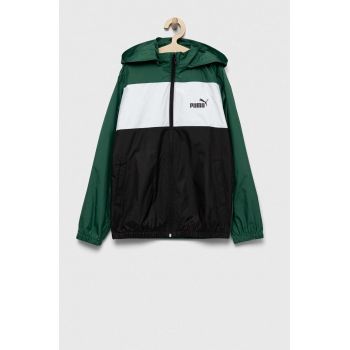 Puma geaca copii ESS+ CB Windbreaker B culoarea verde