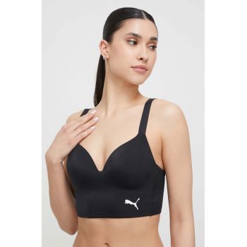 Puma sutien de baie culoarea negru, cupa rigidizata