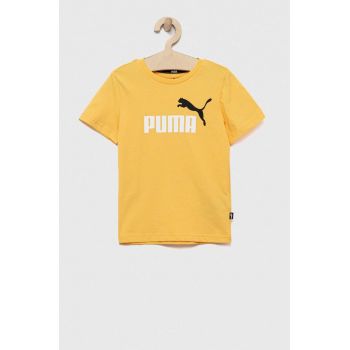 Puma tricou de bumbac pentru copii ESS+ 2 Col Logo Tee B culoarea galben, cu imprimeu