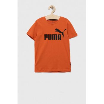 Puma tricou de bumbac pentru copii ESS Logo Tee B culoarea portocaliu, cu imprimeu