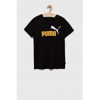Puma tricou din bumbac ESS+ 2 Col Logo Tee B culoarea negru, cu imprimeu