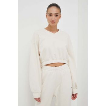 Reebok Classic hanorac de bumbac Natural Dye femei, culoarea bej, neted