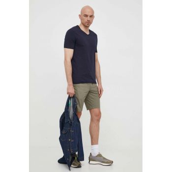 Sisley tricou din bumbac culoarea albastru marin, neted