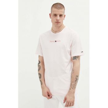 Tommy Jeans tricou din bumbac culoarea roz, modelator